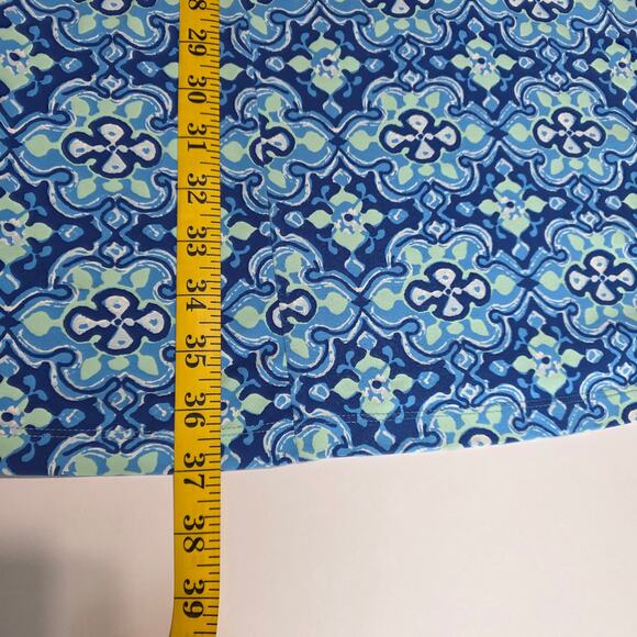 J McLaughlin Dress Womens XS Blue Green Retro Print Short Sleeve V-Neck Midi - Picture 10 of 10